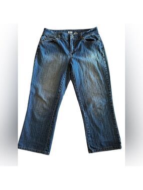 Cache Stonewashed Blue Denim Jeans Capri Womens Size 8 Straight Loose Legs